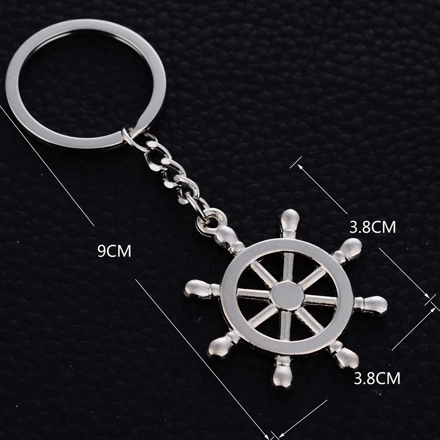 10PCS Chaveiro!Personality Rudder Keychain Car Keyring Charm Anchor keyfobs Key Holder Creative Accessories Gift Wholesale J036