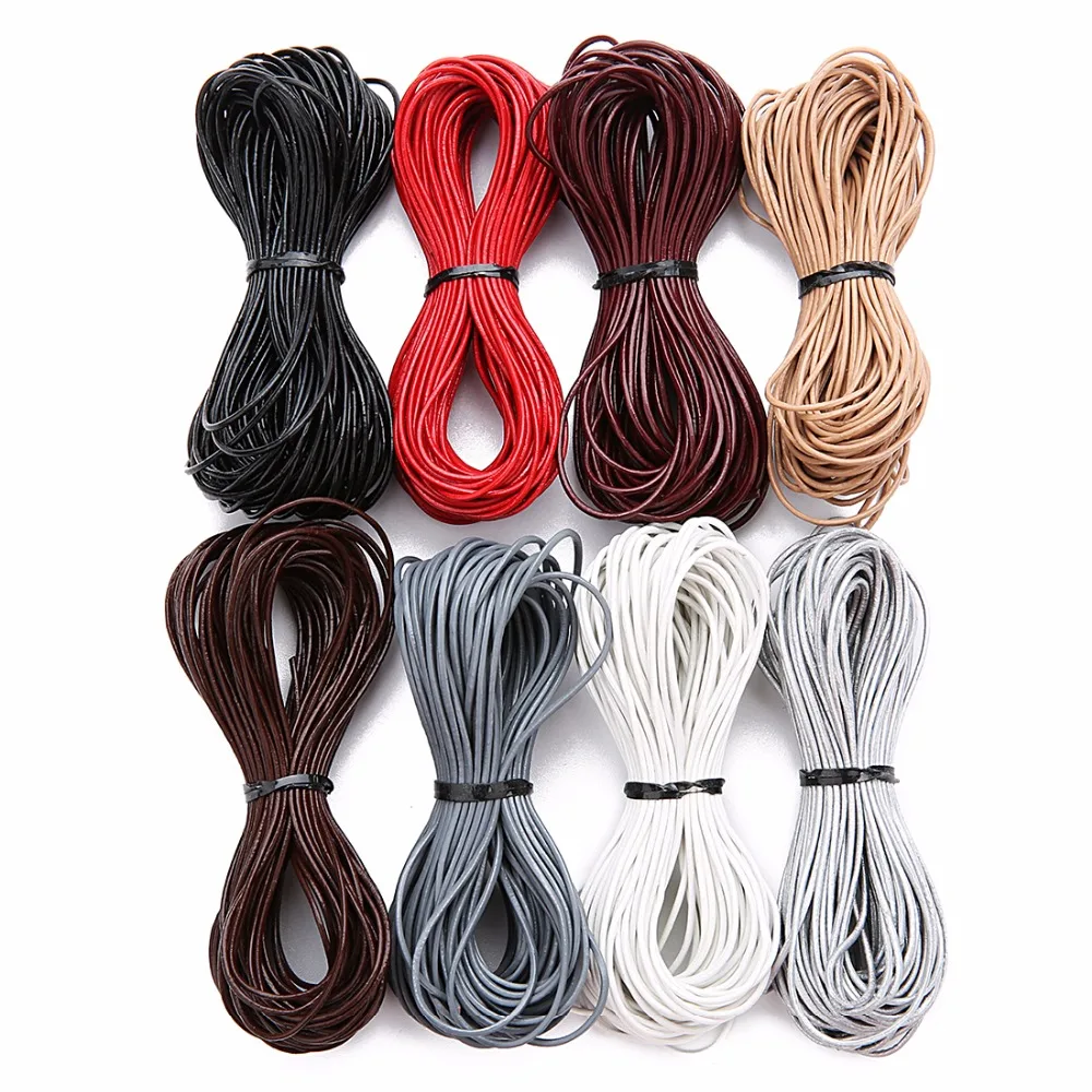 10yards/lot 2mm 100% Genuine round Leather Cord Jewelry Cord for Leather Bracelet Thread Rope Necklace Jewelry Making Finding