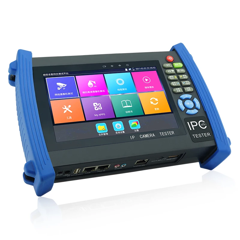 7 Inch IPC-8600 PLUS  H.265 4K IP CCTV Tester Monitor IP CVBS Camera tester Rapid ONVIF WIFI TDR  RJ45 HDMI Input POE 12V Output