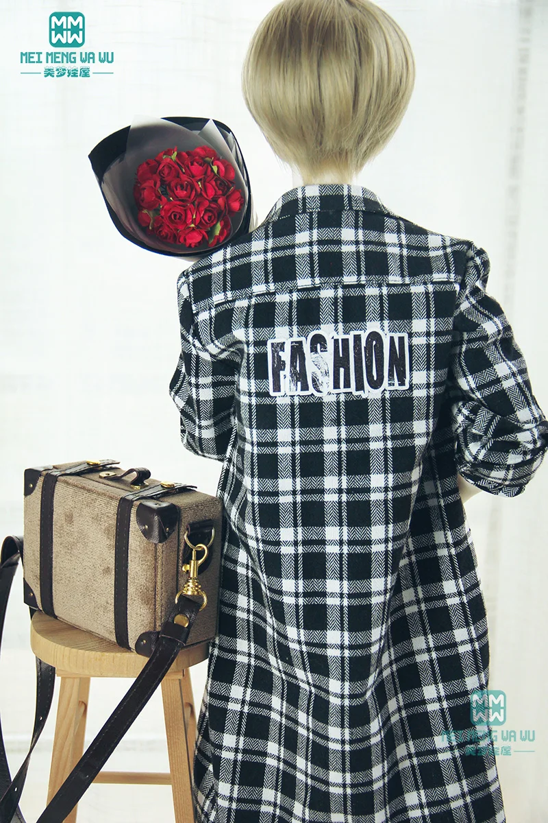 BJD doll clothes for 60-70cm BJD uncle Black and white plaid shirt, vest, slacks