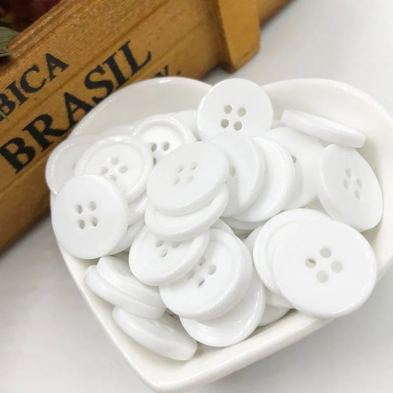 100pc 20mm Sewing Button DIY Crafts Plastic Button White Color PT42