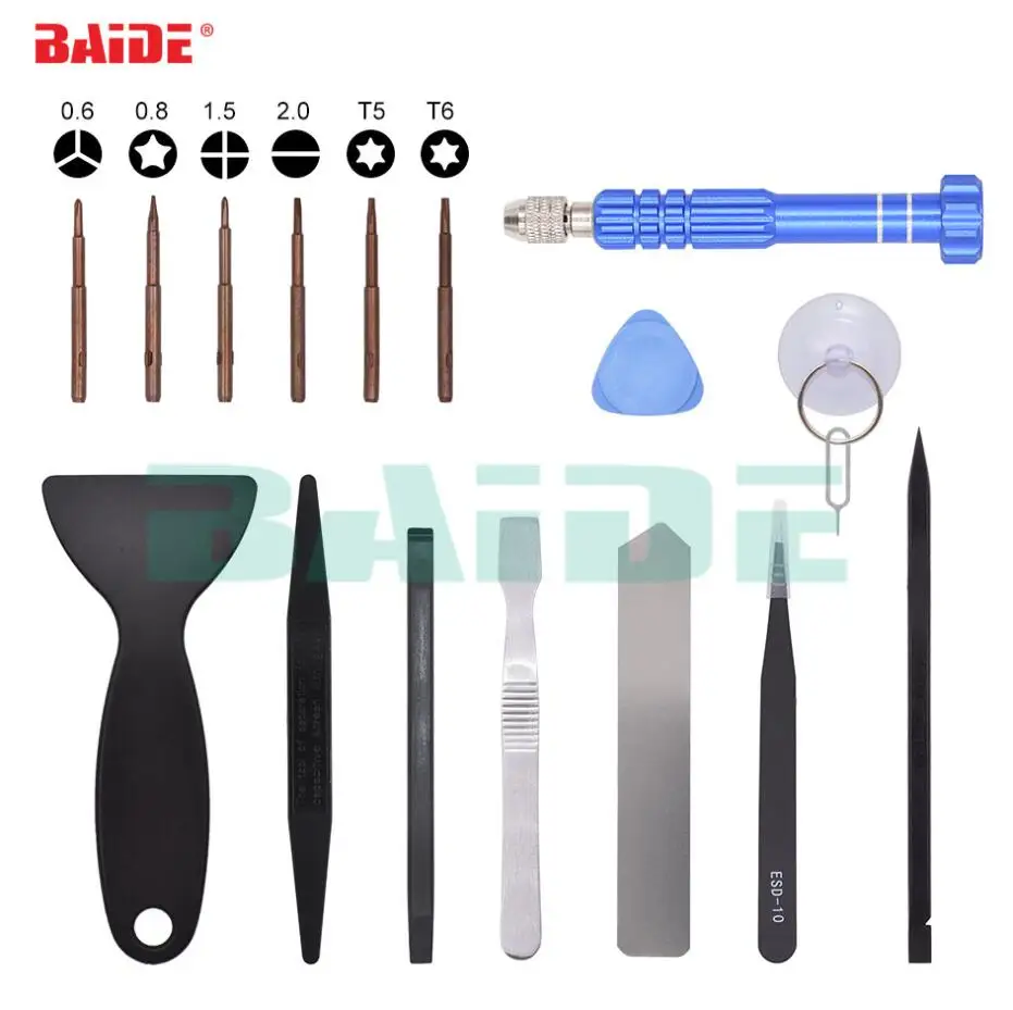 New 16 in 1 Opening Tools Kit With 0.6Y T5 T2 1.2 Pentalobe Screwdriver for iPhone Huawei Xiao Mi Replace Screen Battery Repair