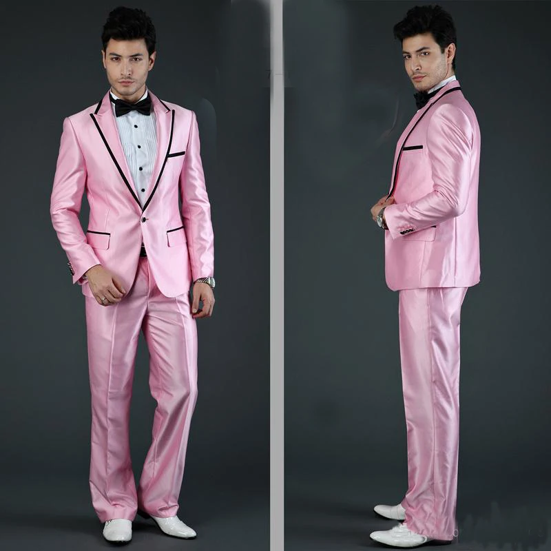 2019 Men's Shiny Stylish Suits Fashion Formal Men's Wedding Business Tuxedo Suits 2 Pieces Custom Made Suits Jacket Pants Set