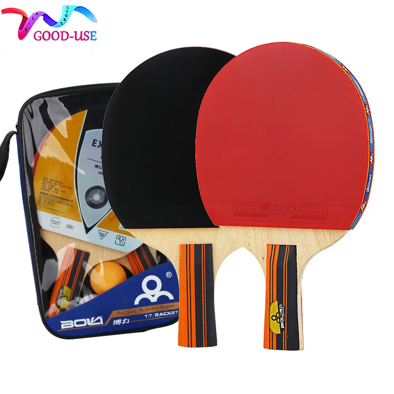 

2pcs/lot Sports Table Tennis Rackets Horizontal Grip Table Tennis Bat Long Short Handle Ping Pong Paddle Racket Set With 3 Balls