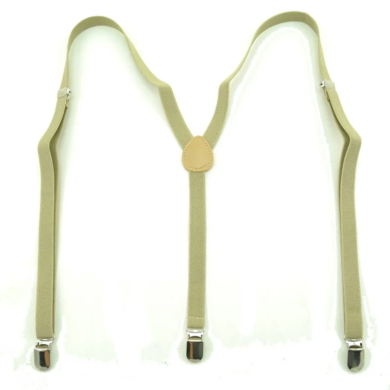 Braces 1.5cm Wide Khaki Suspender Unisex Clip-On Elastic Slim Y-Back Suspender For Trousers Pants Holder Gallus Adjustable Top