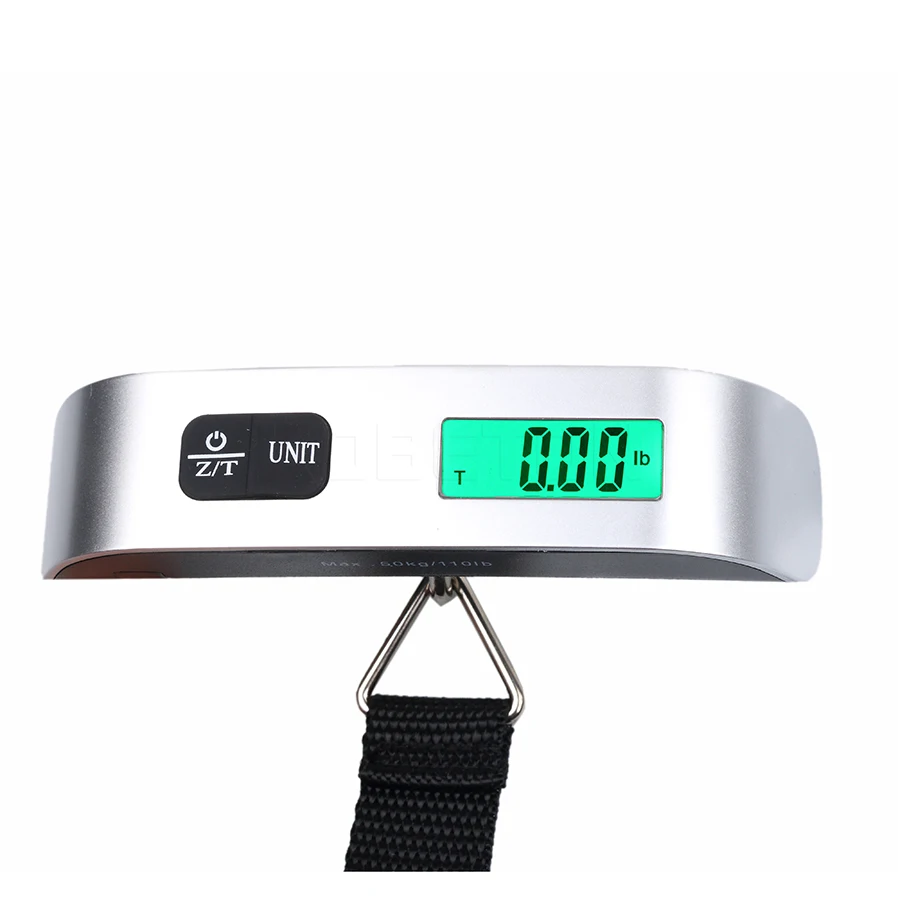 Electronic Hanging Scale Thermometer Mini Digital Luggage Scale Hand Held LCD Electronic Scale Weighing Device 50kg Capacity