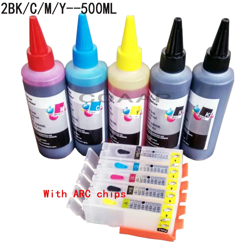 Canon MX725 MX920 MX925 MG5450 MG5450s MG5550 MG5650 Printer for refillable pgi450 cli451 ink cartridge + 500ml Dye ink