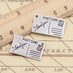 10pcs Charms Postcard I Love You 16x26mm Tibetan Silver Color Pendants Antique Jewelry Making DIY Handmade Craft