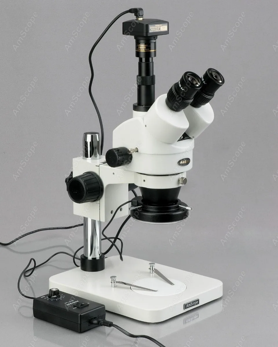 Zoom Stereo Microscope--AmScope Supplies 3.5X-90X Zoom Stereo Microscope with 144-LED Ring Light + 5MP Digital USB Camera