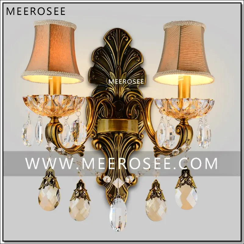 Brass Color Crystal Wall Sconces Light Fixture Wall Bracket Bra Light  Crystal Light 2 lights