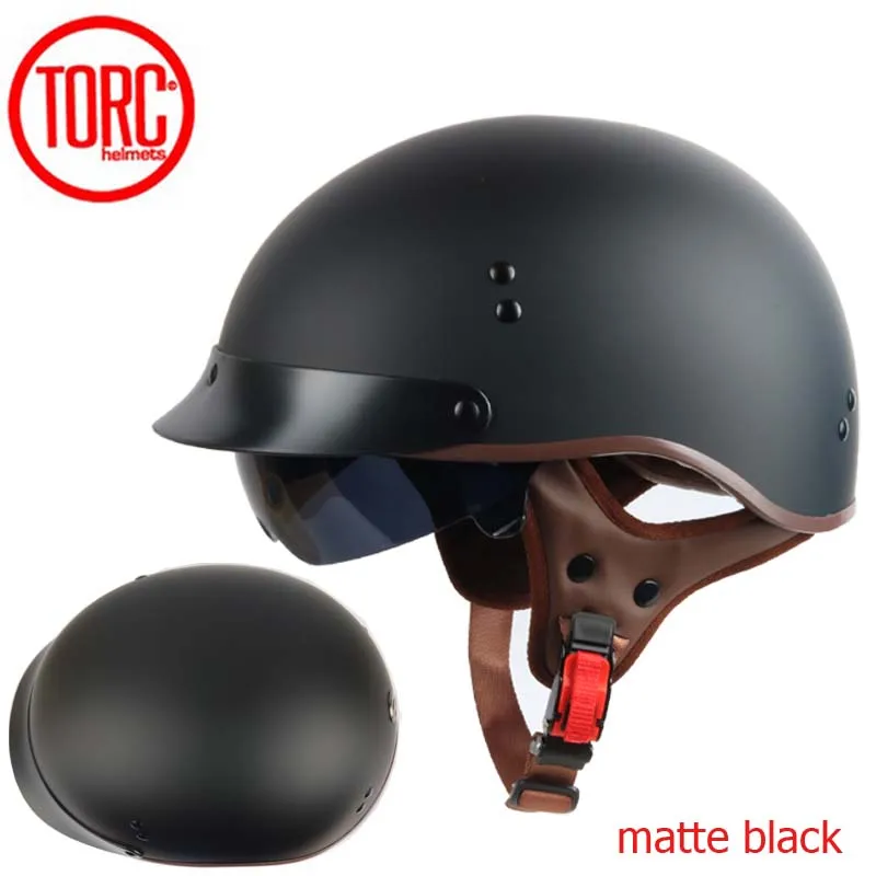 TORC-T55 빈티지 오토바이 헬멧, 레트로 스쿠터 하프 헬멧 내장 렌즈 바이저 casco moto helm moto capacete para DOT