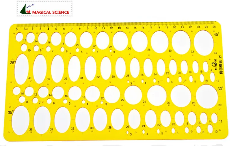 Transparent plastic Ellipse drawing template Oval professional design drawing board 25cm students rulers KJ012