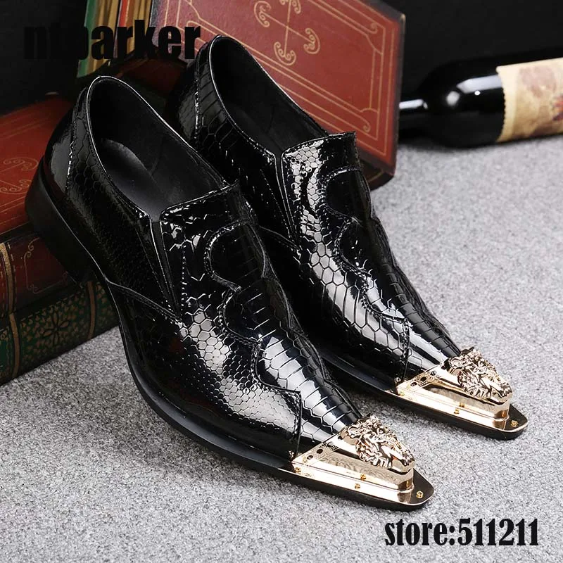 ntparker British Style mens shoes high Increased italian dress shoes patent genuine leather wedding dance shoes for men, EU38-46