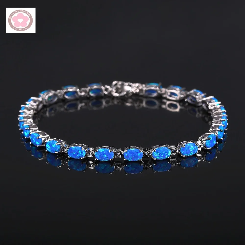 JLB-168  Blue Opal Inlaid Fashion Bracelet For Women Jewelry Gift