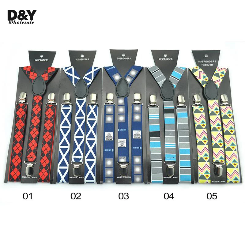 Multi 11 Colors Stripes Check Plaid Suspenders Jeans Pants Suspensores For Men Women Braces Clip on Elastic 25MM Shoulder Straps