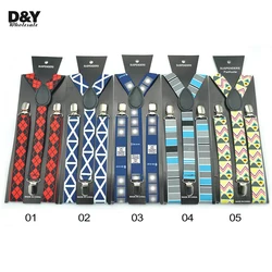 Multi 11 Colors Stripes Check Plaid Suspenders Jeans Pants Suspensores For Men Women Braces Clip on Elastic 25MM Shoulder Straps