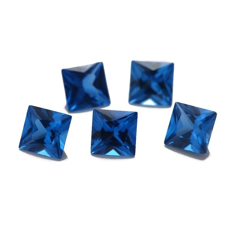Quadratische Prinzessinnen-Schliff Synthetische Spinelle Blaue Lose Steine 3x3mm~10x10mm 106 # 109 # 112 # 113 # 114 # 120 # für die Schmuckherstellung – Detail 8