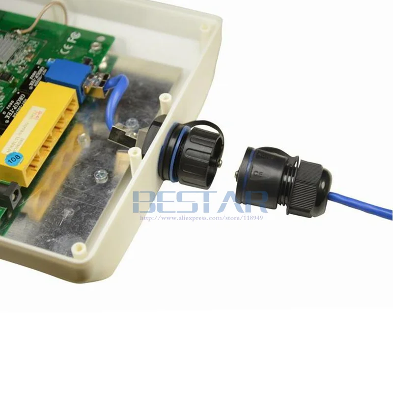 กันน้ำ RJ45 Connector CAT6,ethernet LAN RJ 45หญิง M25ตรงหัวป้องกัน & No Shielded กันน้ำซ็อกเก็ต2ฝาปิด