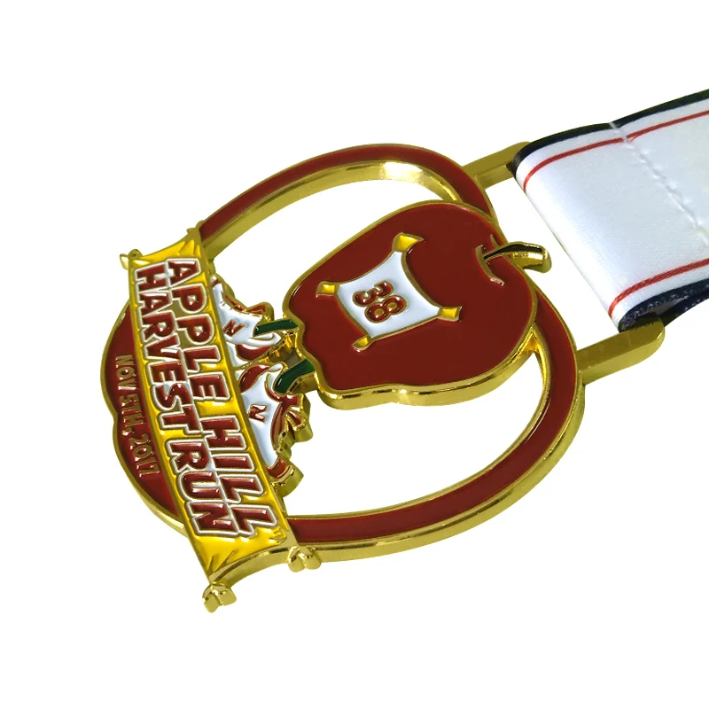 Customized cute apple medallion cut soft metal medal medal running medal promotion gift