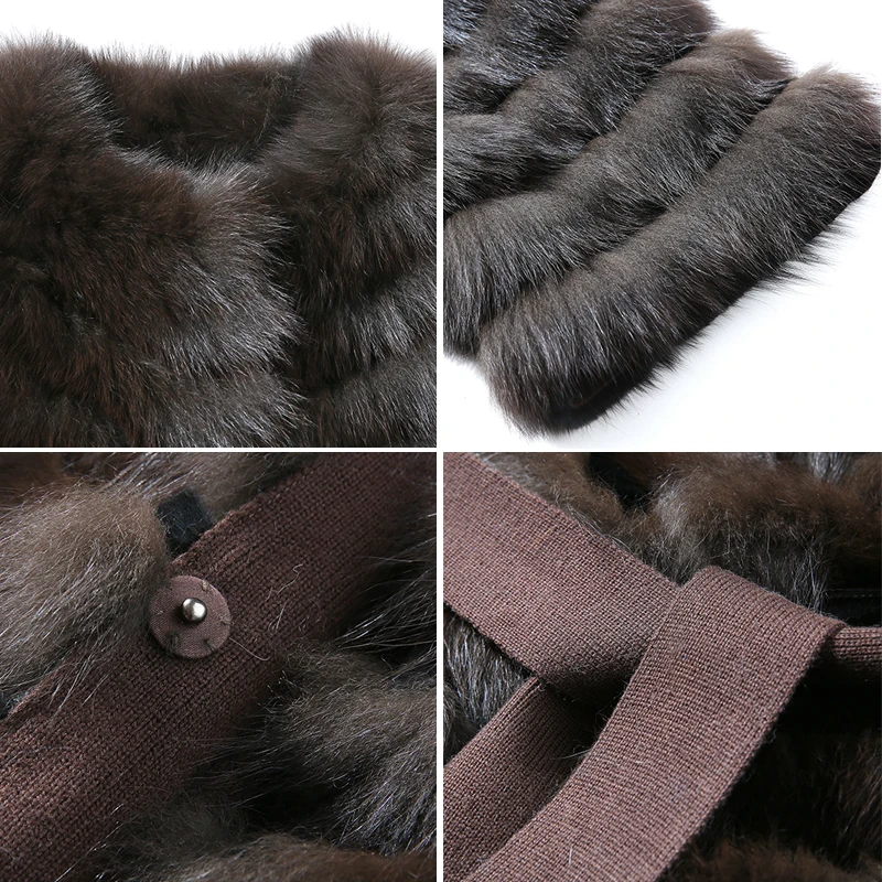 HDHOHR 2024 High Quality Long Fox Fur Coat Women Winter Natural Fox Jackets 100% Real Fur Coat With Belt  Fishion Luxury Outwear