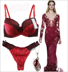 Big Bust 32 34 36 38 40 42 C D DD E F Intimate Lingerie sexy Lace Floral gay Underwear Push Up Bra & T set Secret Women girl B3