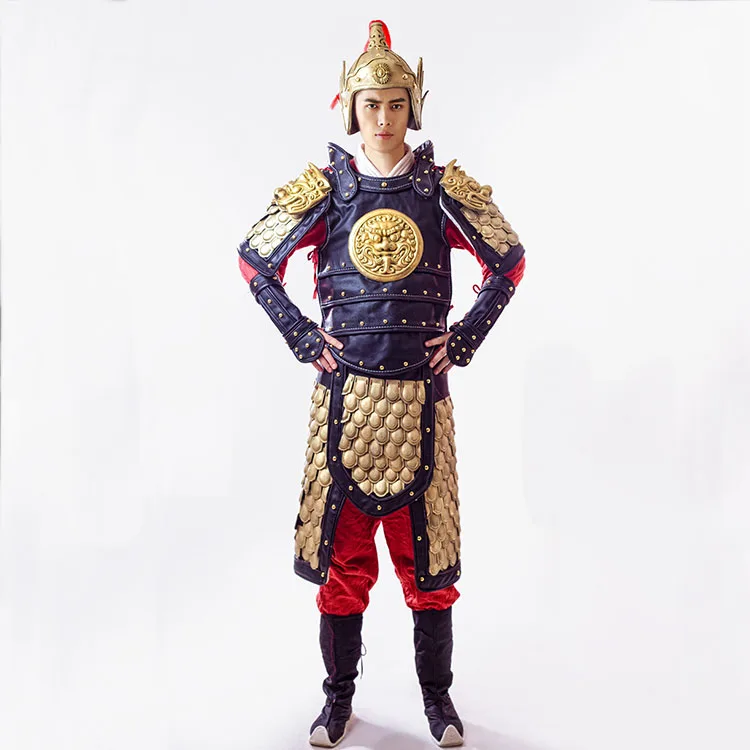 Ancient chinese costume Chinese General warrior armor halloween costumes vintage Shogun clothing Coat + Hat + Cloak + Inner wear