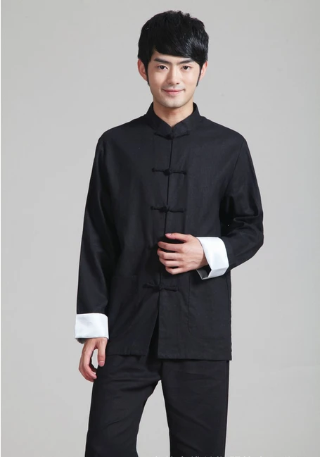 

Shanghai Story Chinese Style Mandarin Collar kungfu Shirt Black chinese traditional clothing Men's Cotton Linen Jacket for Man