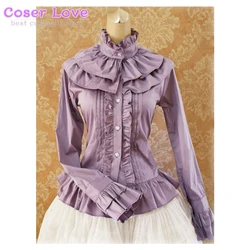 Sweet Cotton Lolita Blouse Long Sleeves Ruffles Stand Collar shirt