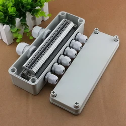 IP65 Waterproof Cable Junction Box 80*250*70mm two in six out with UK2.5B Din Rail Terminal Blocks