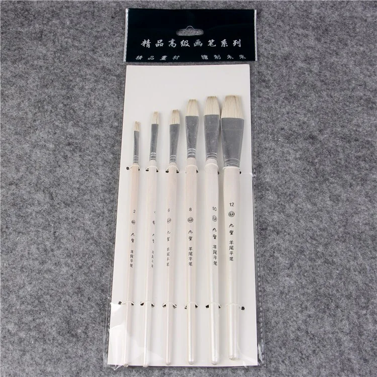 Imagem -03 - Conjunto de Canetas Chatas com Unidades para Rabo de Ovelha e Guache Pincel em Cores Aquáticas para Desenho de Arte Material de lã Chês