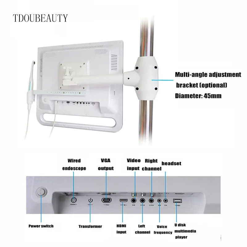 TDOUBEAUTY 8.0 Mega Pixel Trasmissione WIFI integrata di alta qualità YF-1700M Telecamera intraorale intraorale super trasparente all-in-one