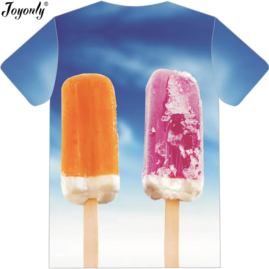 Joyonly 2018 Summer Children 3D T Shirt Blue Color Funny T-Shirt Colorful Ice Cream Pattern Printed Tees Boys Girls Brand Tops