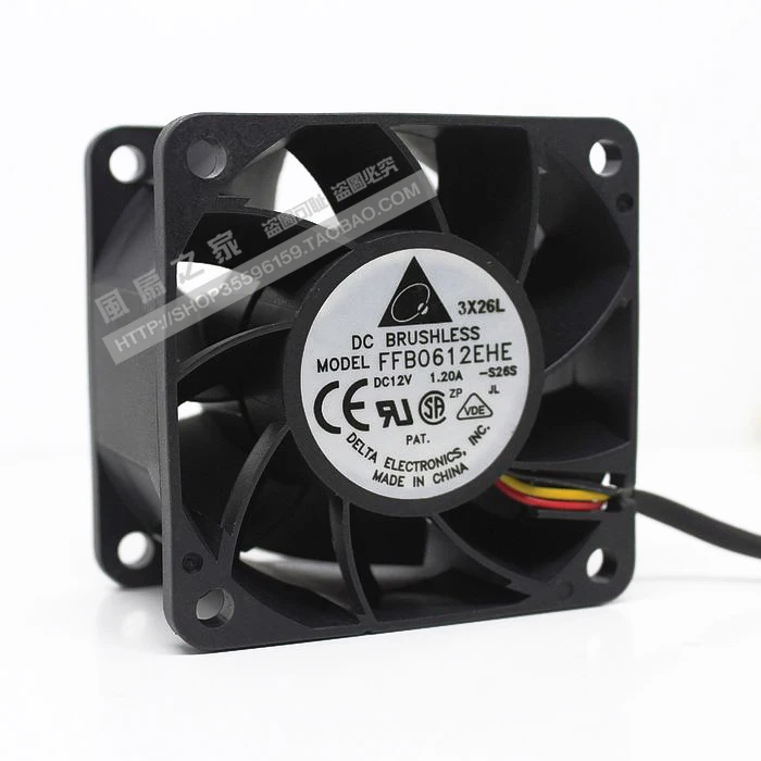 

NEW DELTA 6cm double ball bearing FFB0612EHE 12V 1.2A 3lines 2U server cooling fan