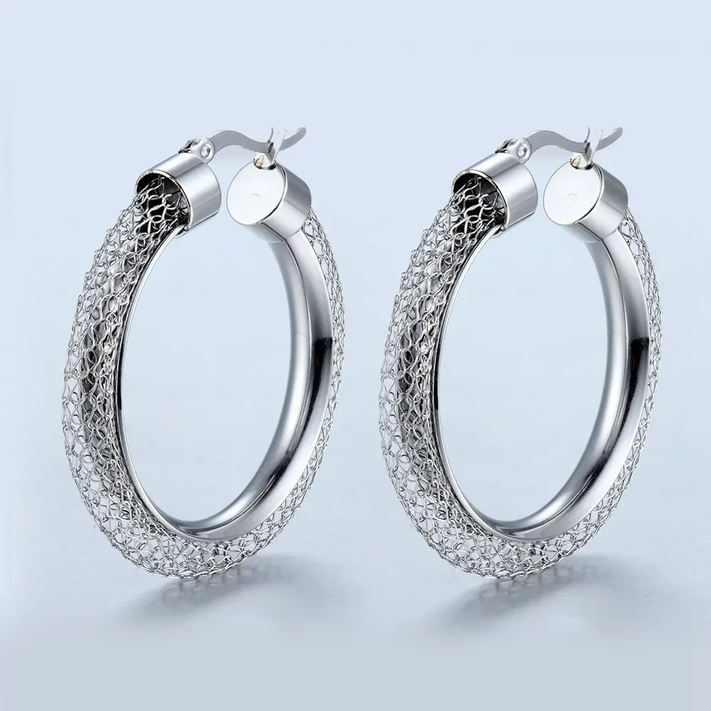 Net Round Pattern Hollow Hoop Earrings Brand Earrings For Women Jewelry Wholesale Trendy Gold Colour Women Earrings