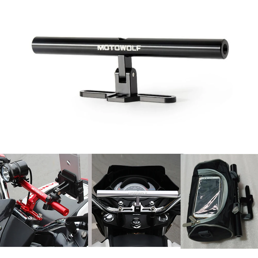 Metal Motorcycle Bike Extension Crossbar Bracket Extender Lengthen Mount Lightweight Flashlight Motorcycle GPS Phone Holder