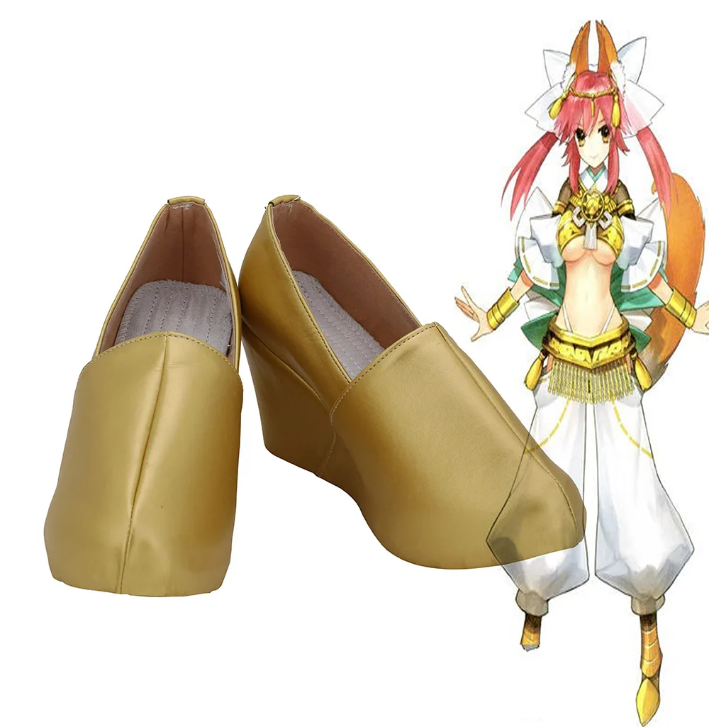 Shinwa Reiso Tamamo no Mae Shoes Cosplay Fate/EXTRA CCC Caster Tamamo no Mae Golden Boots Cosplay Shoes Custom Made Any Size