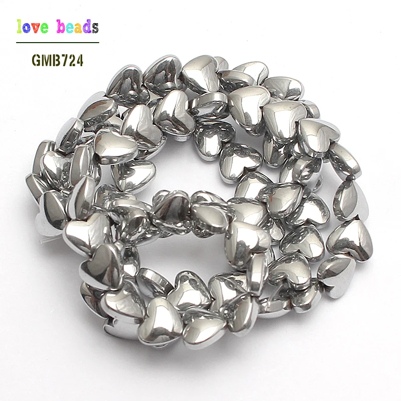 Natural Hematite Stone Beads 6*5mm Heart Loose Spacer Beads For Jewelry Making 78pcs/lot Beads DIY Bracelet Necklace