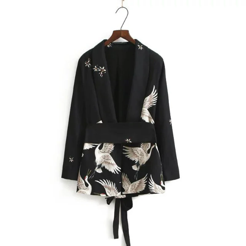 

Flamingo Chiffon Kimono Jacket Coats Cardigans Outwear Autumn Basic Bomber Women Casual Long Sleeve Female Top Mujer Abrigo