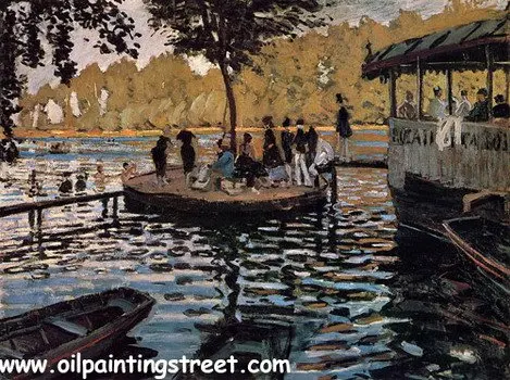 

100% handmade Oil Painting Reproduction on linen canvas Free Shipping Museum quality, La Grenouiller by Claude Monet