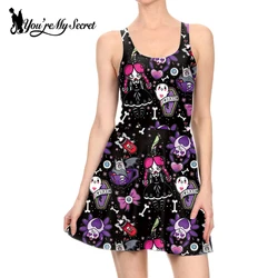 [You're My Secret] 2023 New Fashion Halloween Dress Wizard Full Print Purple Black Digital Sexy Party Wear Women's Tank Dresses