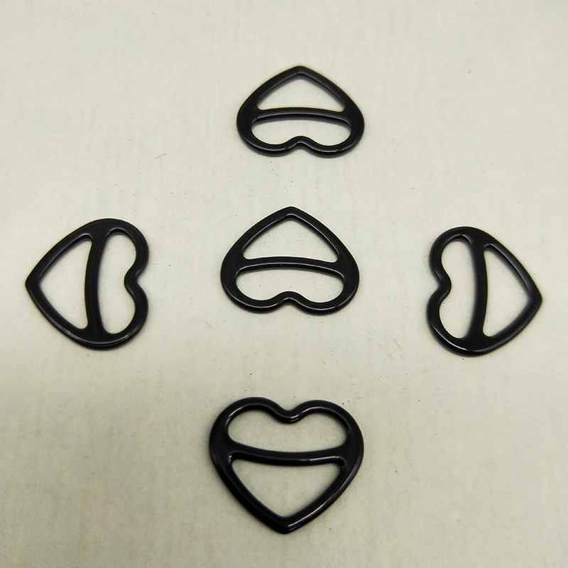 Heart shape Bra material PP metal bra strap hooks Nylon Coated Lingerie 12 mm 12 pcs/lot