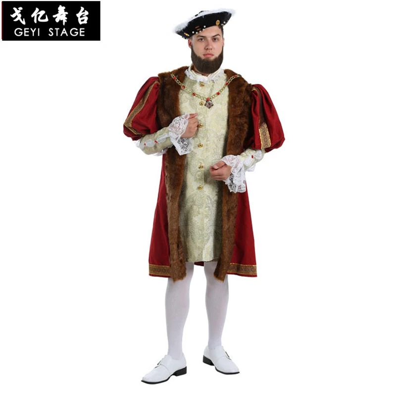 new Cosplay diy Medieval Tudor Elizabethan King Henry VIII Cosplay Costume Adult Renaissance Tudor Knight Lord Tunic Outfit