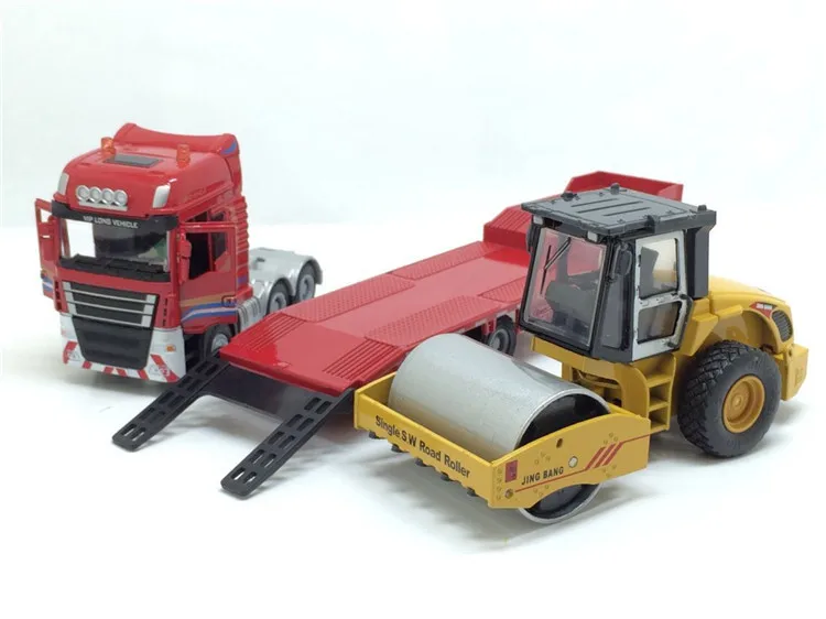 Hot selling 1:50 flatbed trailer&engineering alloy model,die-casting engineering transporter,children\'s toy gift,free shipping