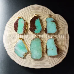WT- P677 New Chrysoprase Pendant Wholesale Natural Australia Chrysoprase Randomly Shape Green Stone Jewelry Findings