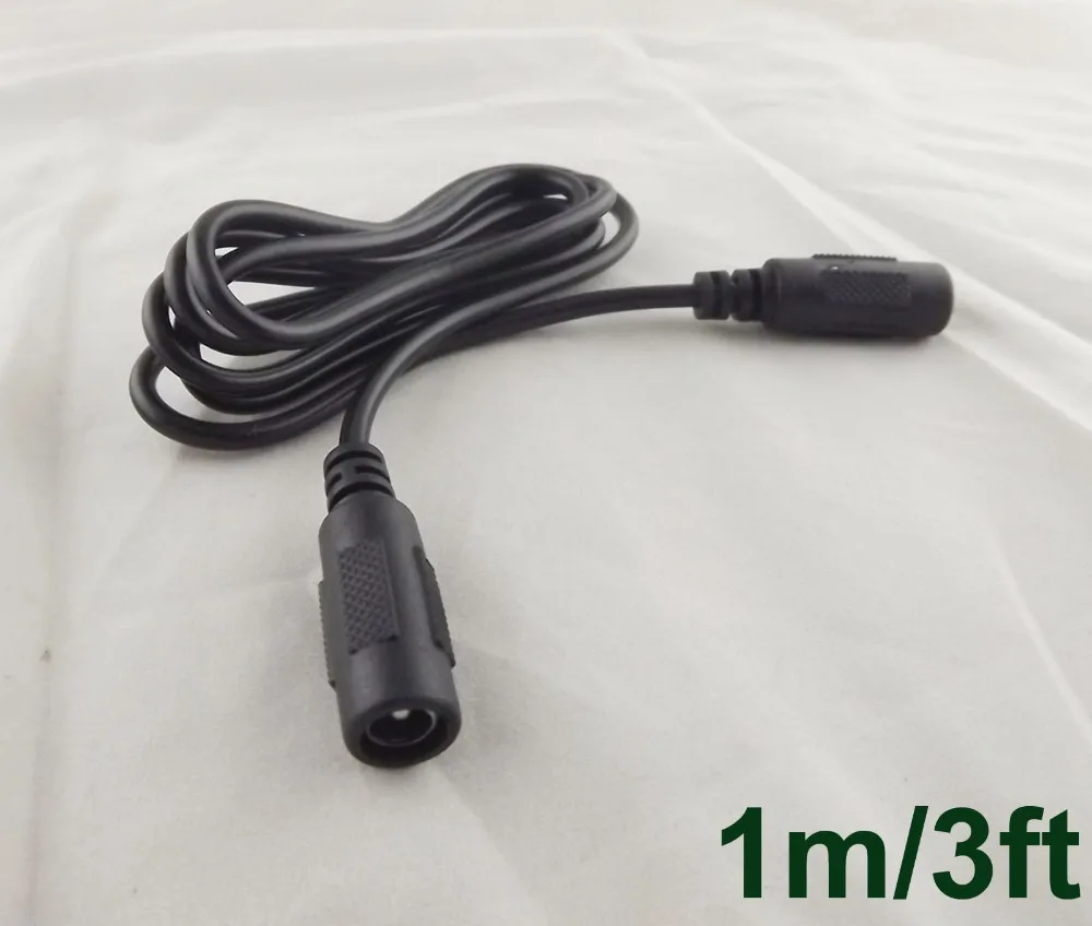 

10pcs Black CCTV DC Power 5.5mm x 2.1mm Female To Female Cable Adapter Extension Cord 1m/3ft