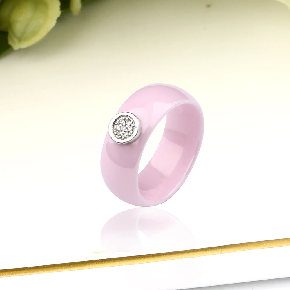 2019 U Shape Ceramic Earrings Rings Sets  For Women 8mm Smooth Lovely Pink Ceramic Stud Ear Women Jewelry Sets Wedding Jewelry