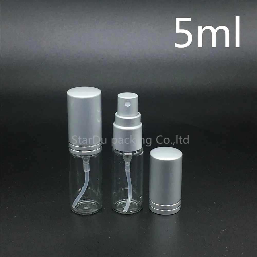 

Free Shipping 500Pcs/lot 5ml Glass Spray Bottles, 5CC Glass Perfume Bottle With Silver Cap, Small Travel Packing Container