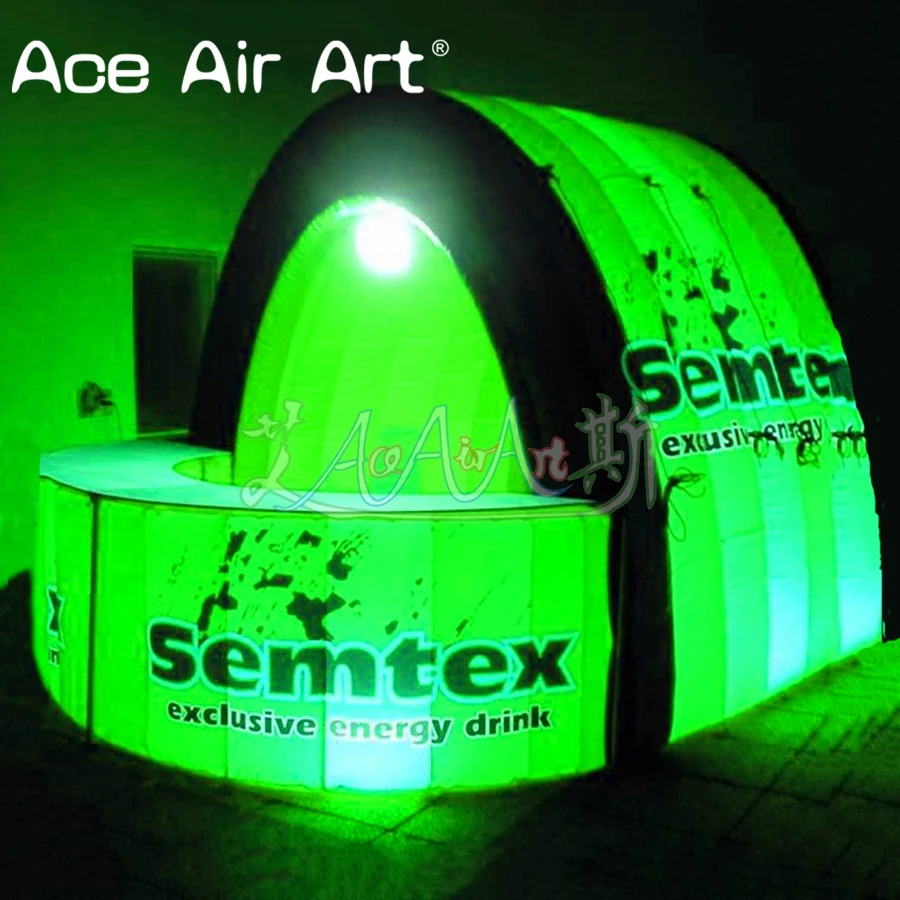 2023 Inflatable Mobile Bar Booth/Bar Table Pop Up Public House Kiosk Stall Tent with Led Light for Advertising