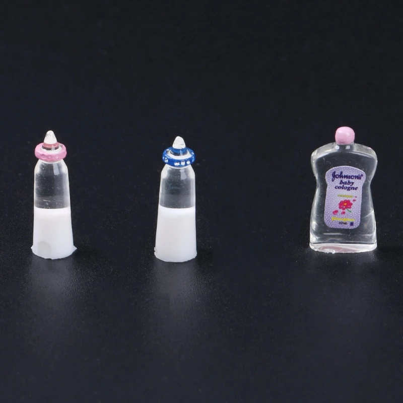New 1:12 Baby Bottles Shampoo Bib Set Doll House Miniature Nursery Accessory Oct20-A