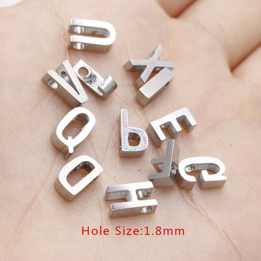 Fnixtar 5Pcs Stainless Steel Mirror Polished Initials Beads Hole 1.8mm Alphabet Letters Bead For DIY Making Bracelets Necklaces